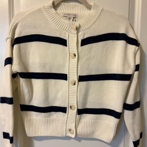 Sincerely Jules White and Black Striped Cardigan Sweater